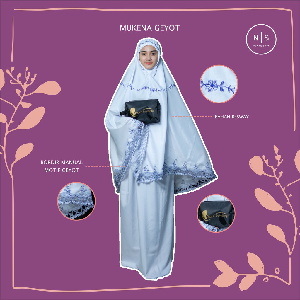 Mukena Dewasa Traveling Motif Bordir Geyot