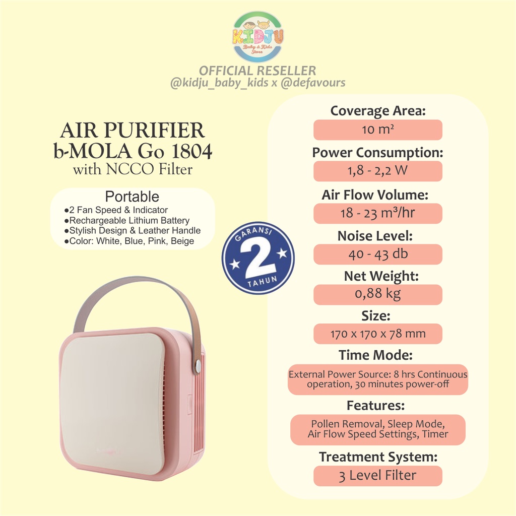 BMOLA GO 1804 BMOLA NCCO 1804 Bmola Air Purifier Bmola Portable Handle