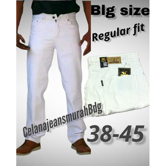 BIG SIZE!! CELANA JEANS PRIA REGULAR FIT JUMBO PUTIH 45 / JEANS PRIA JUMBO PUTIH 45