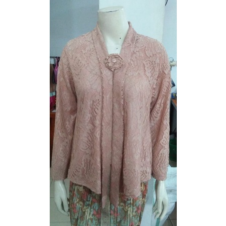 (BrP92/110) Kebaya Floy BROKAT Panjang GLITTER full furing adem busui STD - JUMBO KeroncongBusana-Rose Gold