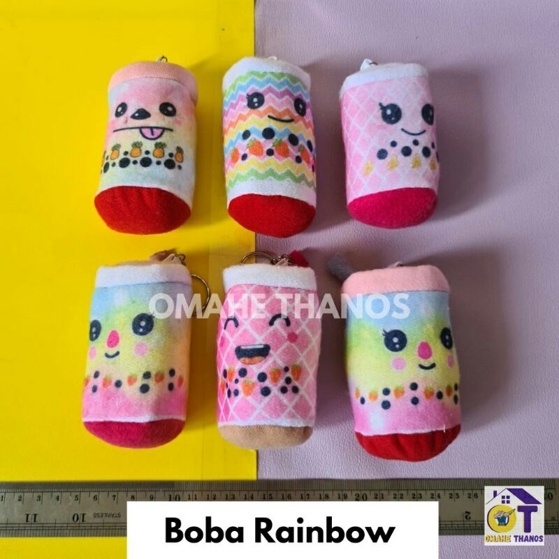 Aneka Gantungan Kunci Viral BISA PILIH MOTIF/gantungan replika miniatur snack/icecream/minuman/mie cup/samyang/boba/ganci snak/snek/rokok/eskrim/ganci unik/bts/gantungan kunci unik lucu murah kekinian/ganci seribuan/suvenir souvenir nikah murah-Boba Rainbow