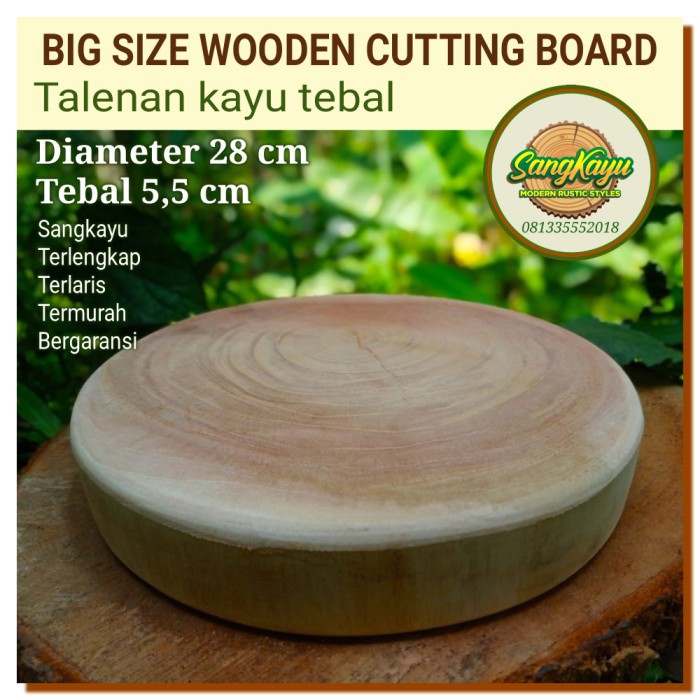 Talenan besar tebal 5 cm d-28 cm Talenan kayu wood Cutting Board