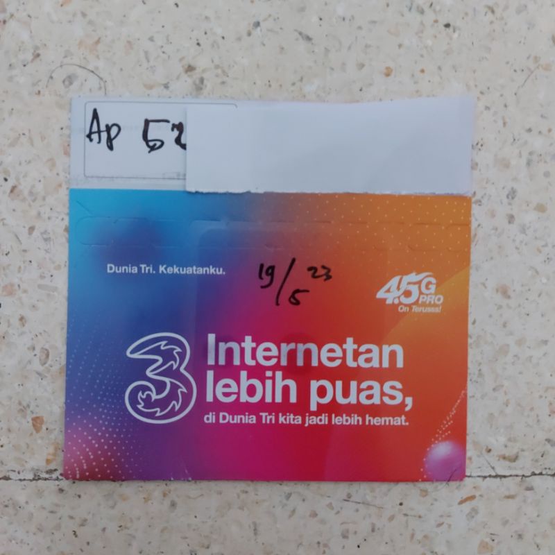 Kartu Perdana Tri 22GB + Unlimited Youtube 24 Jam