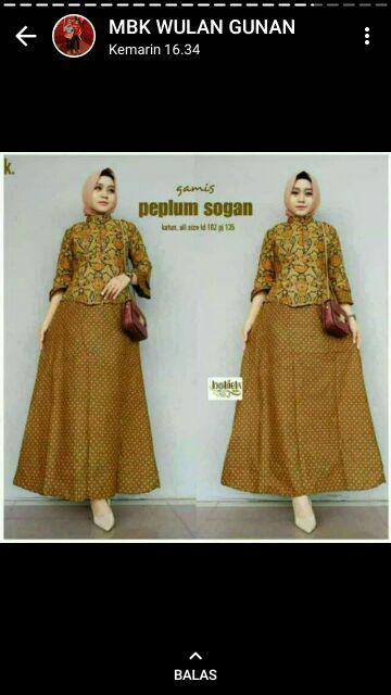Gamis Batik Peplum Sogan