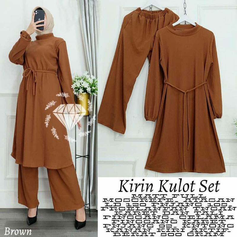 SET CELANA KULOT KIRIN, MOSCREPE, GAMIS HIJAB MUSLIM, SETELAN