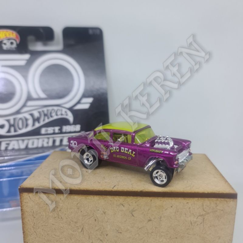 Diecast Hot Wheels Premium 50 Favorites Loose mulus 55 Chevy Bel Air Gasser ban karet