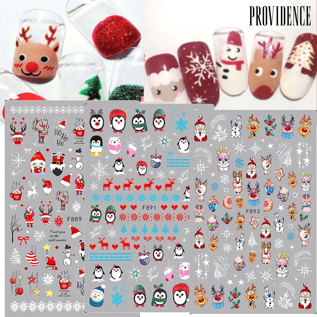 Stiker Kuku Motif Natal / Halloween Ultra Tipis Tidak Pudar Untuk Dekorasi Nail Art DIY