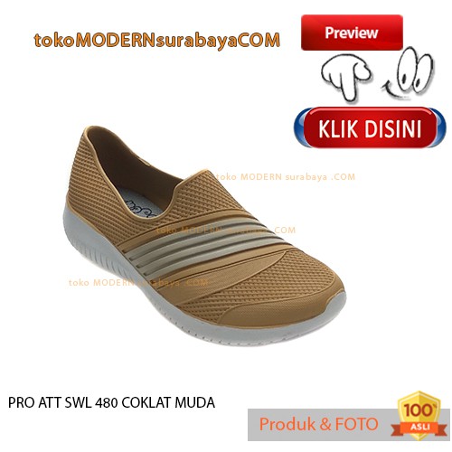 PRO ATT SWL 480 COKLAT MUDA Sepatu Wanita Sepatu Slip On Karet