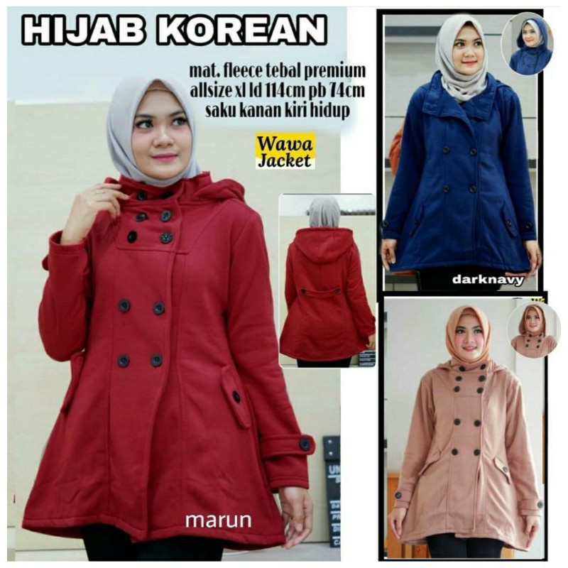 Jaket Wanita Korean Panjang Jaket Muslimah Hijabers Tebal
