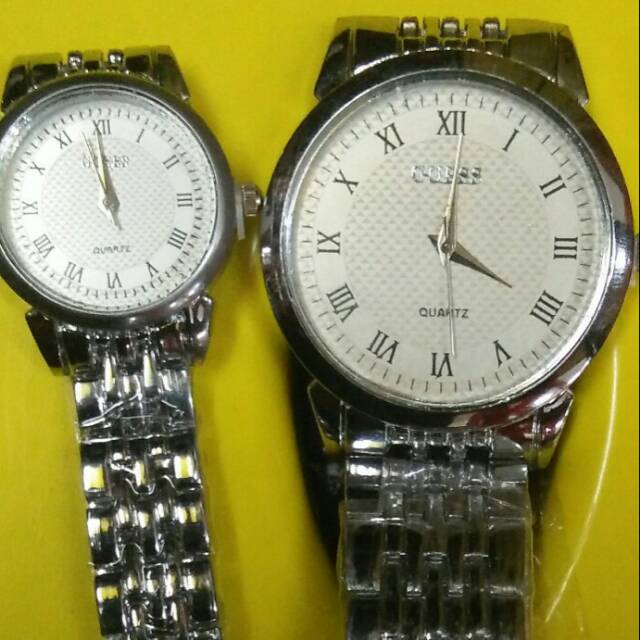 JAM TANGAN COUPLE GUESS RANTAI SILVER UDAH PAKAI BOOX