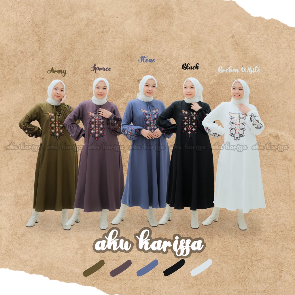 Midi Dress Bordir Terbaru Aku Karissa - Juliani Midi Dress Muslim