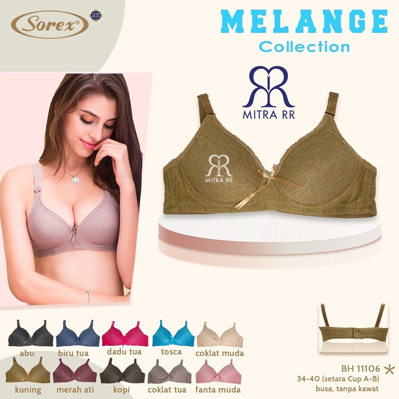 BH Sorex Melange Collections Bra Sorex 11106 Busa Sedang Tanpa Kawat Kait 2 setara Cup B Polos