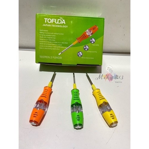 1687 Tofuda Obeng Tespen Karet Warna Bolak Balik +/- Test Pen 100V - 500V