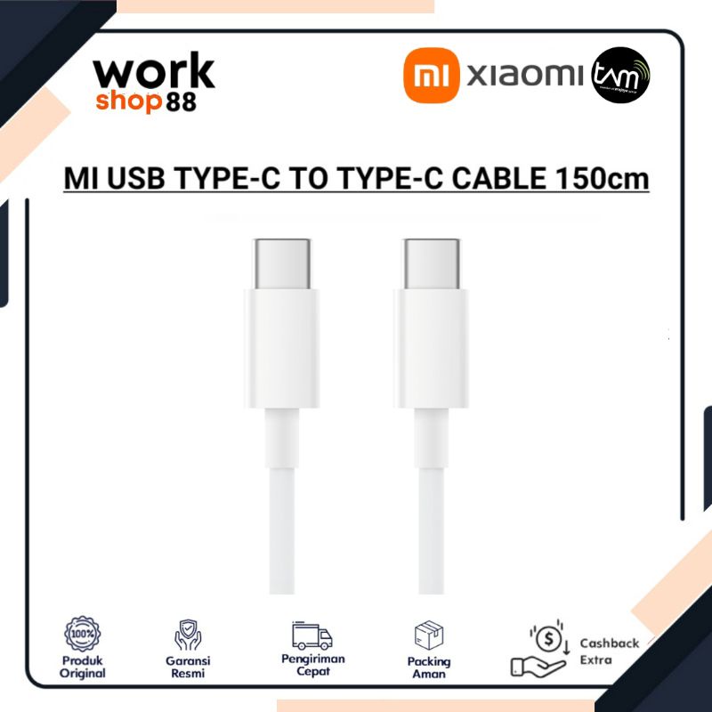 Baru Xiaomi Mi USB Type-C to Type-C Cable 150cm  - New Original Garansi Resmi TAM Indonesia - Menduk