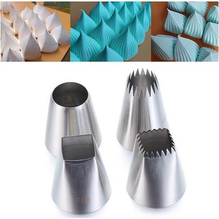 Square Round Icing Piping Nozzles (4pcs)