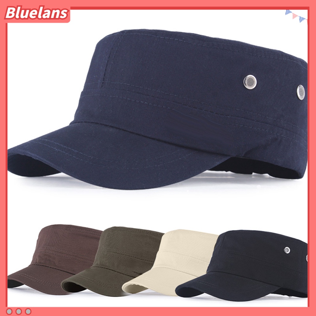bluelans♘ Topi Baseball Komando Flat Warna Polos untuk Pria/Outdoor