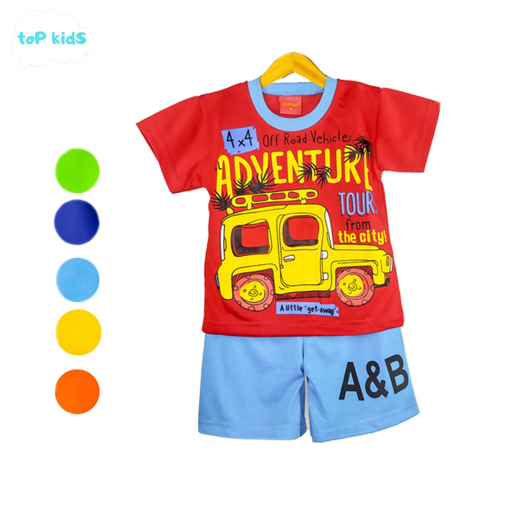 Baju Setelan Kaos Anak Laki-Laki Motif Cars Adventure