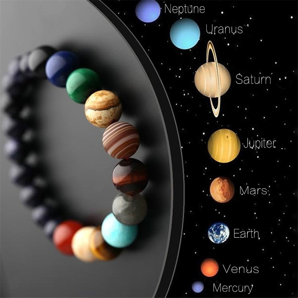 Gelang Manik-Manik Batu Alam Chakra Yoga Galaxy Sistem Tata Surya Untuk Pria Dan Wanita