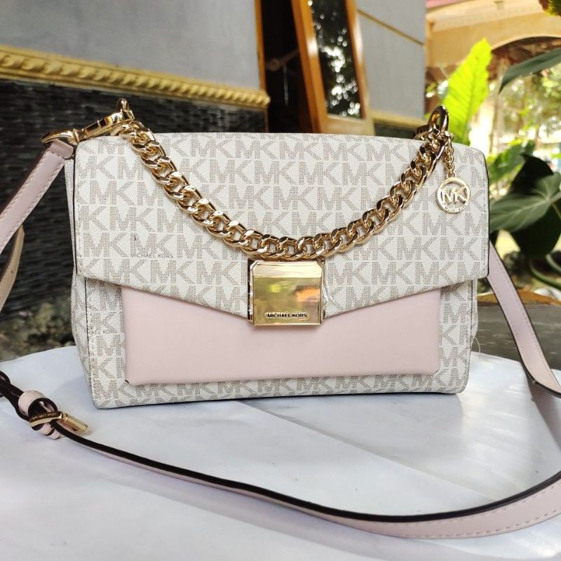 Mickael Kors MK Lita preloved vanila pink aut 100% original kelengkapan ada  DB tag price n card