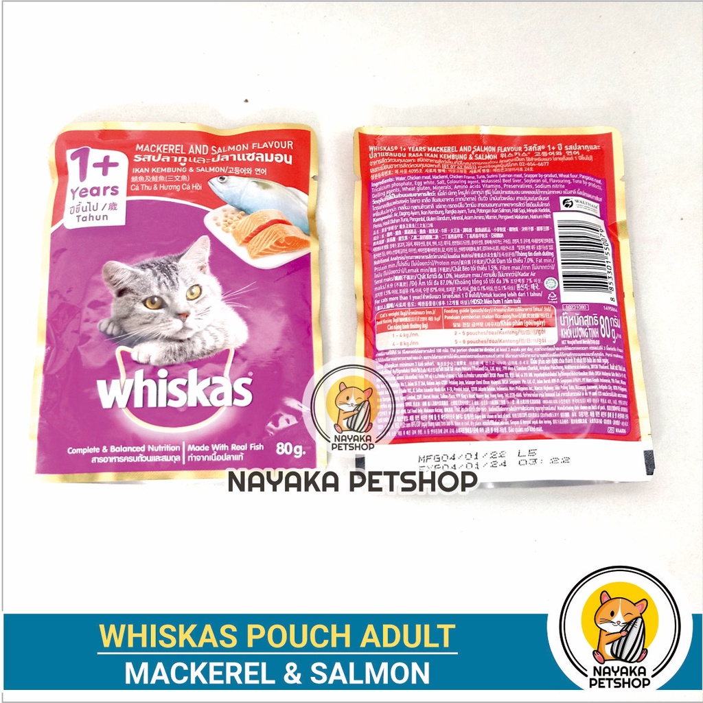 Makanan Kucing Basah Whiskas Mackerel Salmon Pouch Pakan Cat Wet Food