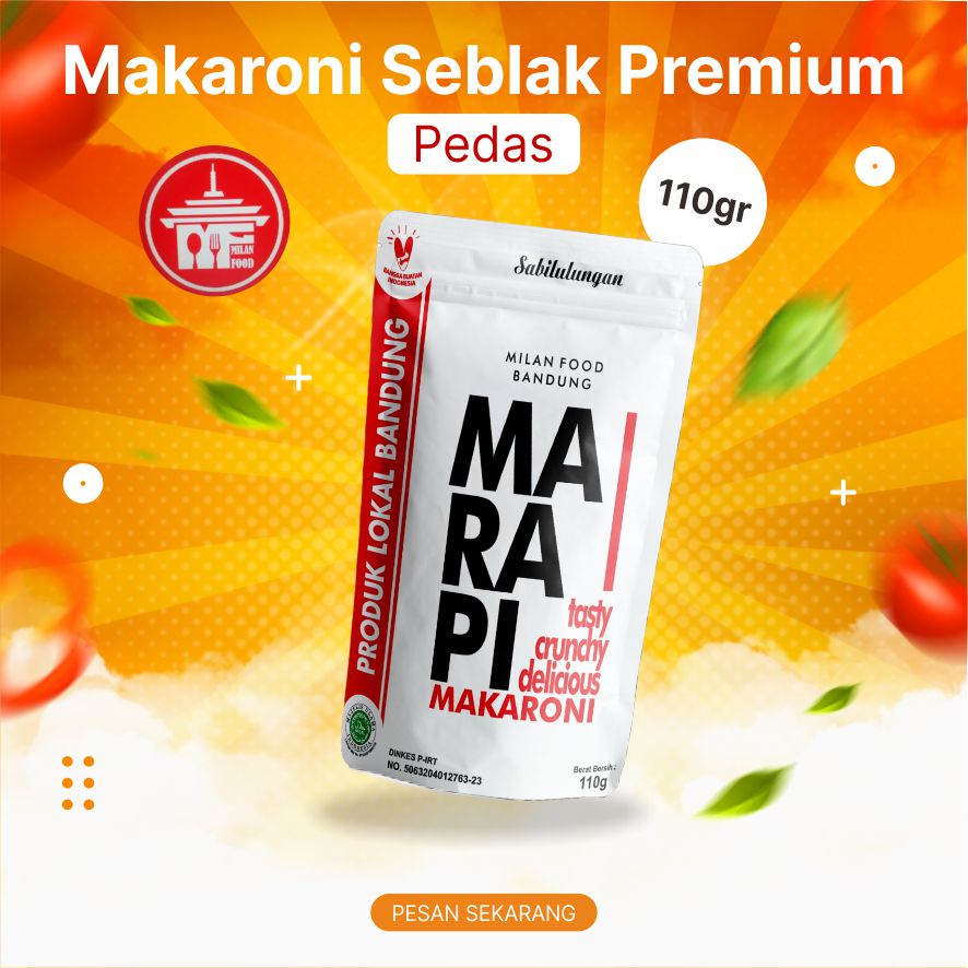 

Makaroni Marapi Premium Seblak Pedas Milan Food 110gr Kemasan Premium Cemilan Makanan Ringan Gurih Bandung