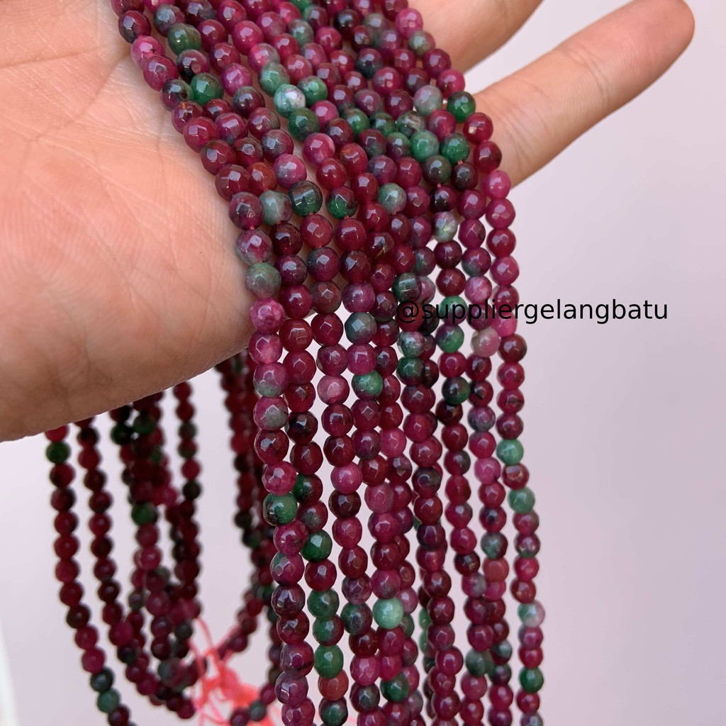 Natural TANZANIA 4mm CUTTING batu manik FACETED bead ruby red bracelet