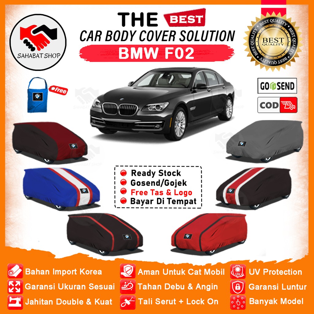 Sahabat Body Cover Mobil BMW F02 / Sarung Penutup BMW Seri 7 F02 Outdoor / Mantel Selimut Jas Tutup Pelindung Pembungkus Mantol Kerudung Kelambu Terpal Bungkus Tutupan Kerodong Mobil Sedan BMW F02 Waterproof Anti Air Model Orange