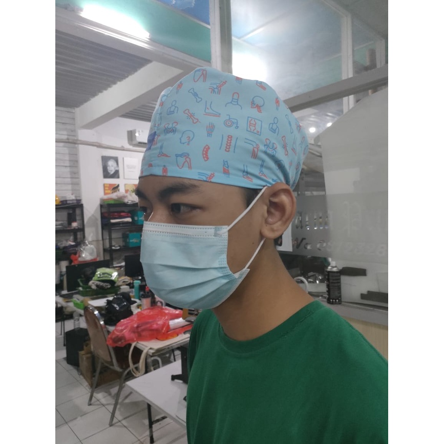 Headcap Motif ORTHOPEDICS / headcaptain dokter / topi bedah bermotif / topi bedah / topi perawat / H