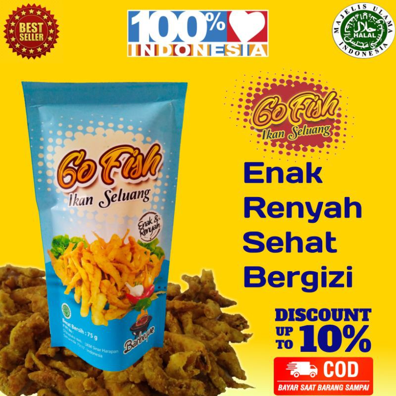 

Cemilan Snack Enak Renyah Sehat Bergizi GO FISH Ikan Seluang 75 gram Rasa BBQ