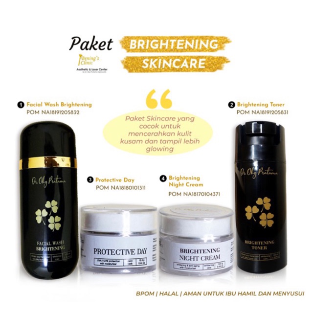 Benings Brightening Skincare | Paketan Pencerah dan Glowing