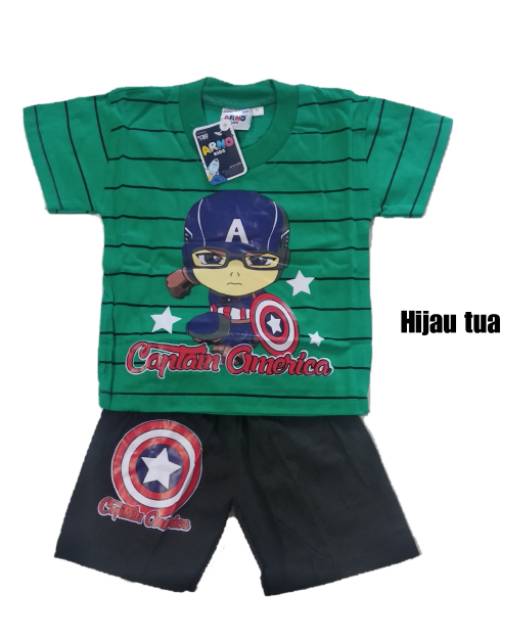 Setelan baju BATMAN / CAPTAIN AMERICA Arno anak 1 / 2 / 3 tahun