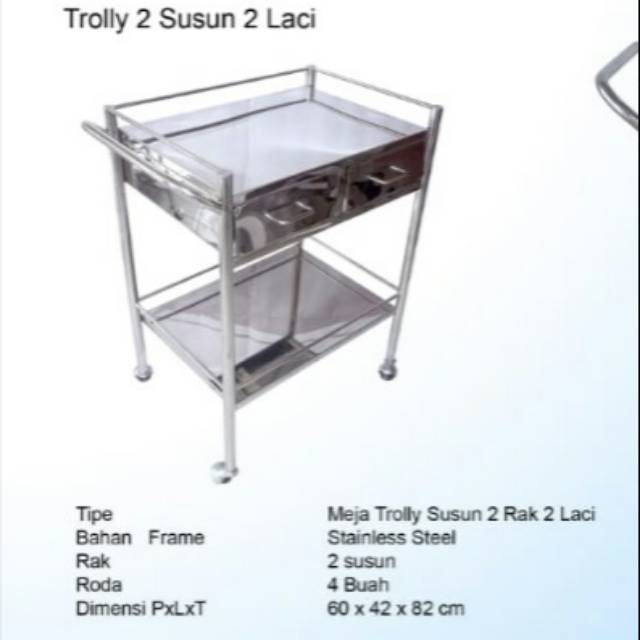 Trolly Meja instrumen Stainless