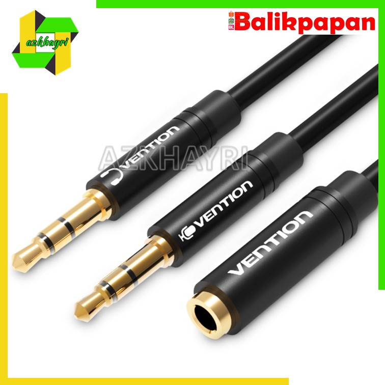 Vention Kabel Splitter Jack 3.5mm 2 Male Ke Female Mic Audio Mikrofon