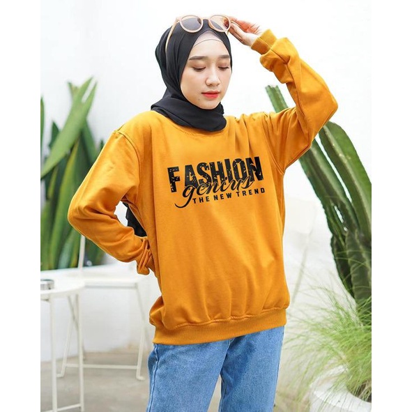 Kaos Lengan Panjang FASHION GENIUS / Kaos Sweatshirt / Atasan Wanita / Atasan Wanita Lengan Panjang