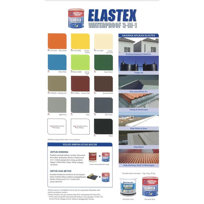 CAT TEMBOK NIPPON ELASTEX WATERPROOFING (1KG) - Tahan Air - Abu-abu
