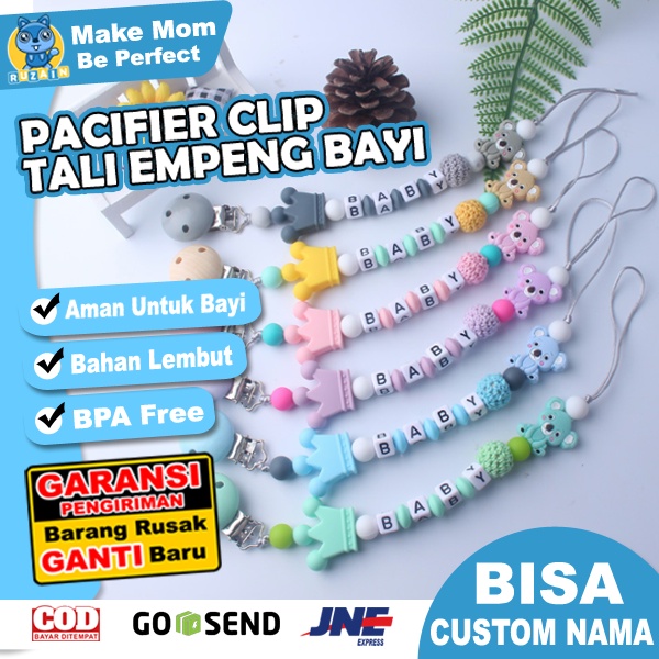 PC 1 | PACIFIER CLIP | TALI EMPENG DAN TEETHER BISA CUSTOM NAMA | TEETHER TALI DOT EMPENG CHAIN GANTUNGAN BAHAN SILIKON AMAN BPA FREE | RUZAIN MALL