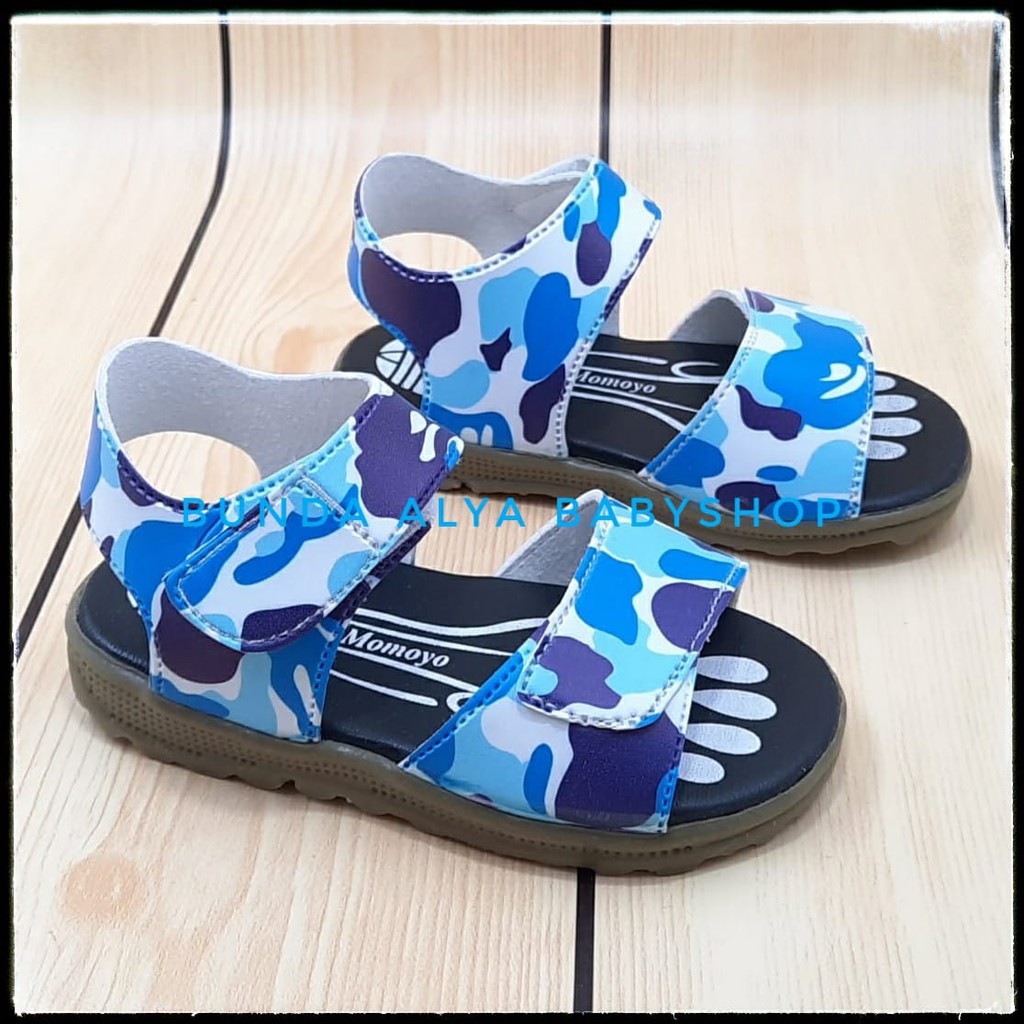 Sandal Anak Laki Karet Usia 6 Bulan 1 2 Tahun  Size 22 - 24 Army BIRU - Sendal Anak Cowok Anti Licin Alas Karet