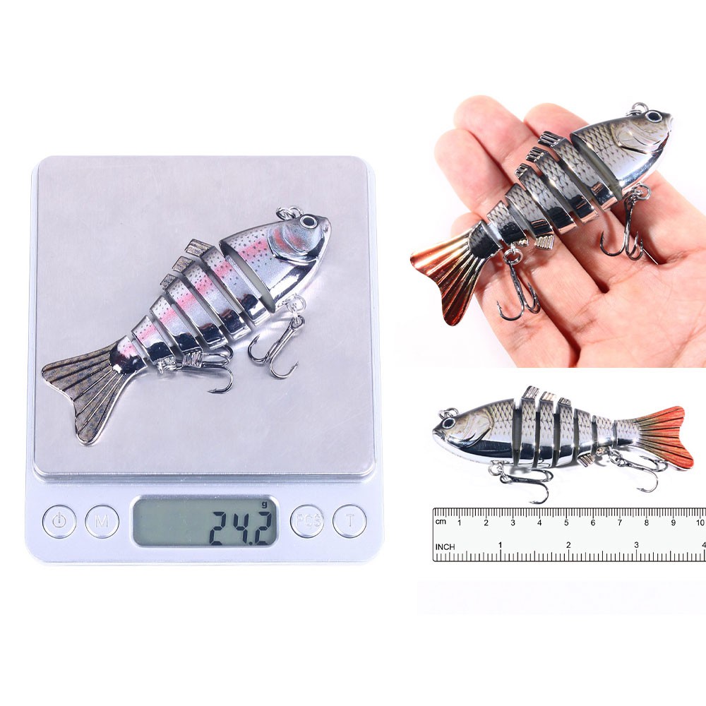 1 Pc Umpan Pancing Hard Bait Bentuk Ikan Imitasi 7 Bagian Dengan 2 Mata 3d Ukuran 10cm 24g