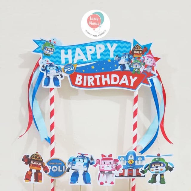 Cake Topper Hiasan Kue Ulang Tahun Robocar Poli