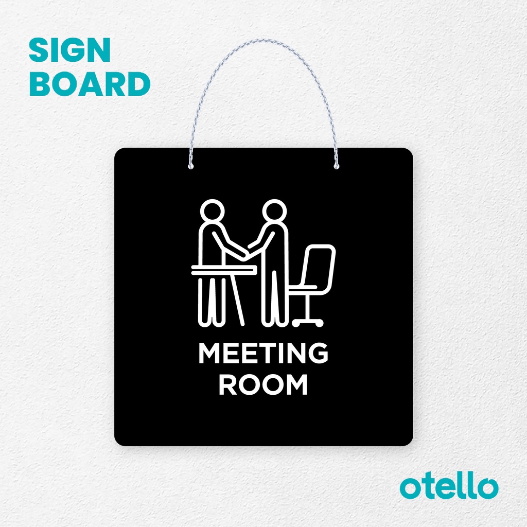 Otello Sign Logo Meeting Room Signage Board Acrylic Papan Gantung Label Akrilik Rantai Petunjuk Toko Modern Minimalist Kafe Restoran Kantor Gedung Cafe