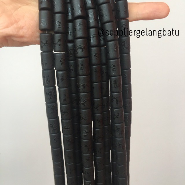 bahan batu 12mm om padme hum tabung naga onyx doff renceng termurah