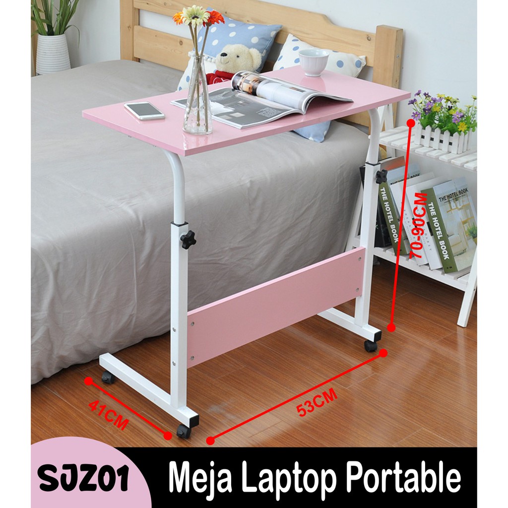 Meja Lipat Laptop Beroda Meja Kerja Portable Meja Laptop Roda Serbaguna SJZ01