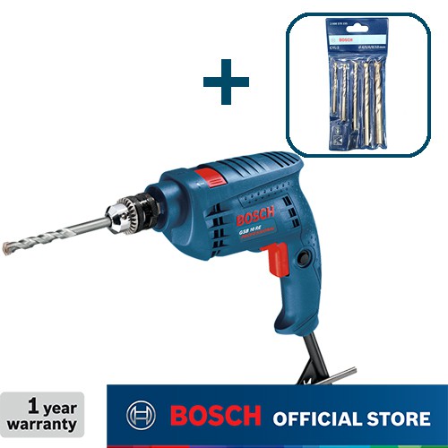 Bosch Bor Tembok Listrik dengan Mata Bor Set 5pcs CYL-2 500Watt 10mm GSB 10 RE