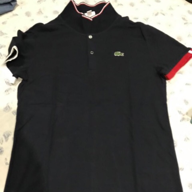 Original Lacoste Live PH8408 Slim Fit Piped Neck Petit Piqué Polo Shirt Navy size M