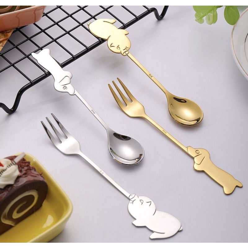 SENDOK TEH / SENDOK KOPI / TEASPOON GOLD / SENDOK TEH MOTIF DOG PIG