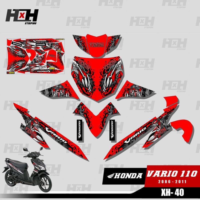 Decal Stiker Fullbody Vario 110 CW Karbu 2006 2007 2008 2009 Sticker Desain XH-40 Venom