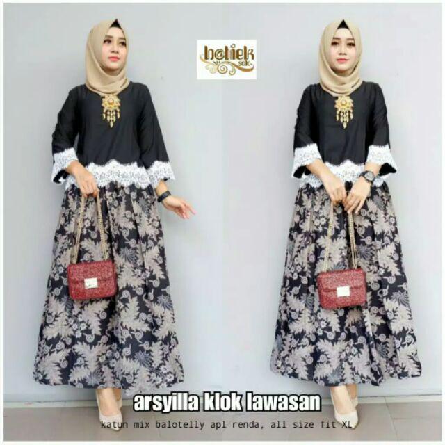 Asyilla Klok Lawasan Batik Solo Fashion Wanita Rok Batik Modern Blouse Batik Kombinasi