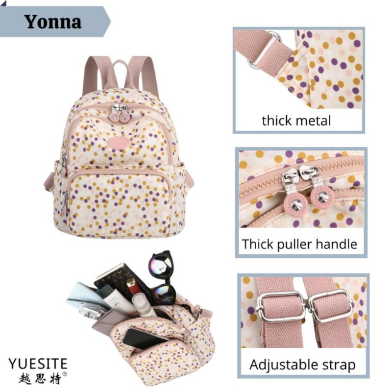 Tas ransel small wanita fashion backpack kecil yuesite yonna original waterproof