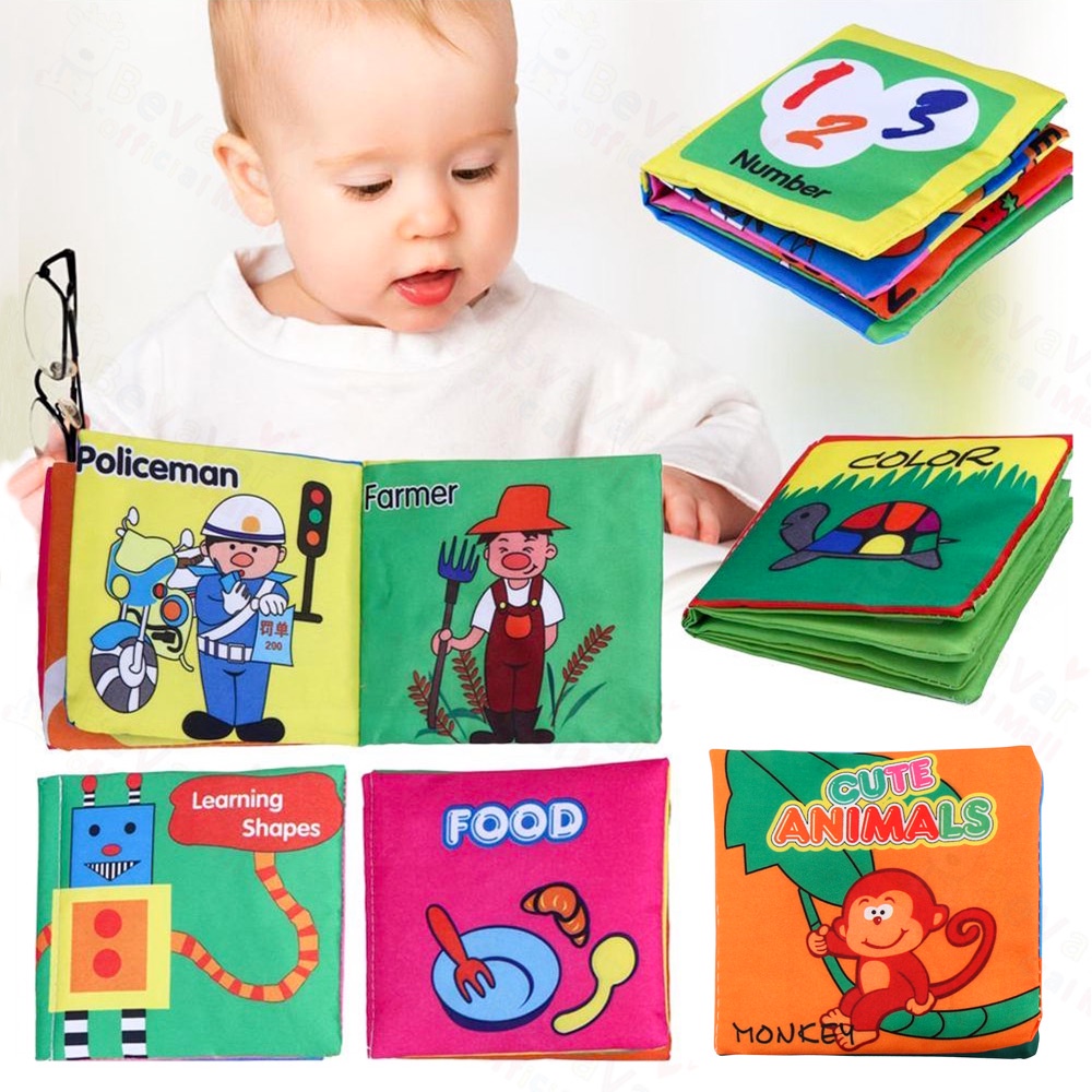 BEVAVAR Buku Kain Edukasi Bayi  Buku Bantal Bayi Soft Book Bayi