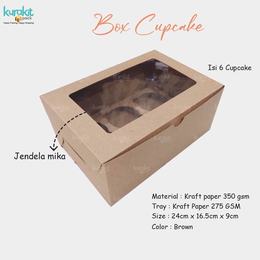 Box Cupcake, Box Cupcake isi 6, Box Muffin, Gift Box Window, Multifungsi Box